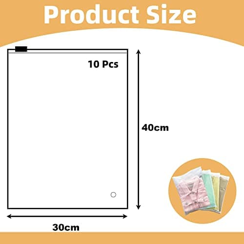 10Pcs Large Travel Storage Bags, Space Saver Ziplock Clothes Bag Frosted Waterproof Packing Luggage for Clothes, Shoes, Toiletries, Maternity essentials (40x30CM) — view 2