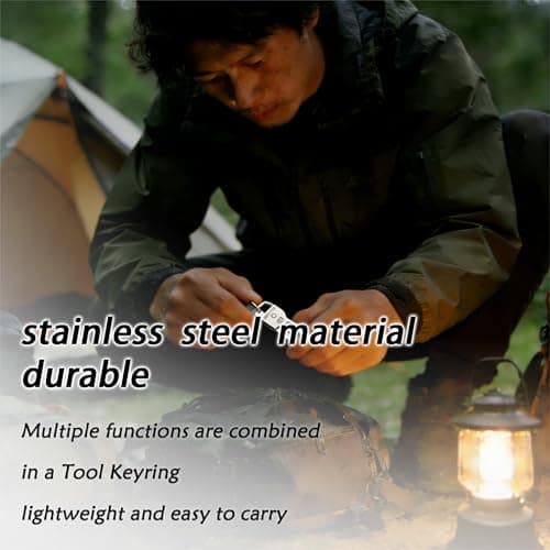 6-in-1 Stainless Steel Mini Multi Tool, Bottle Opener Keychain, EDC Pocket Utility Gadget for Camping, Hiking & Daily Use, Ideal Men’s Gift for Grandparents Day, Birthdays, Boss's Day (Silver 1Pc) — view 6