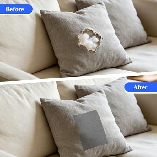 2Pcs 8x11 Inch Fabric Patches Self-Adhesive Linen Repair Patches Dark Grey Couch Patch Repair Fabric Durable Fabric Repair Tape for Furniture Couch Sofa Tote Bag Car Seat — view 4