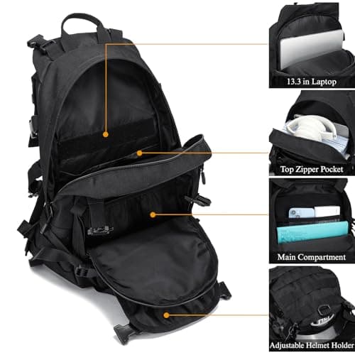 POWER KING 25L Military Tactical Backpack, Practical Womens Mens Army Assult Rucksack, Outdoor Waterproof Hiking Backpack Army Backpack for Trekking Traveling Mountaining Camping, Black — view 4