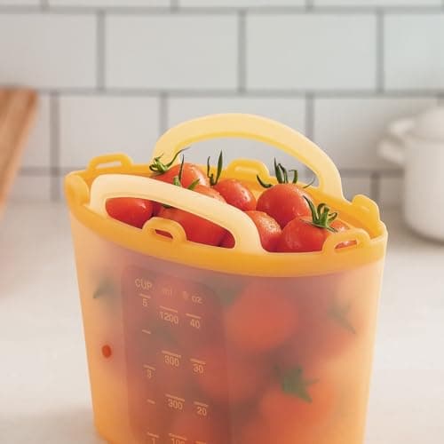 SUNNYNEST 4pcs Reusable Freezer Bags Leak-Proof Silicone Food Storage Containers Bag Food Preservations Fridge Fruit Pouches for Kitchen, Fridge, Travel & Office Use (Yellow) — view 6