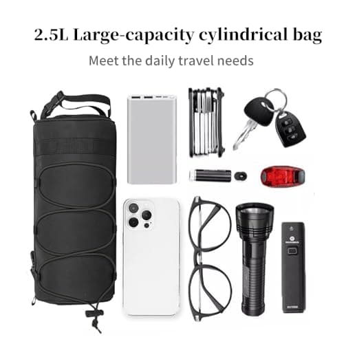 ningzhi Bike Handlebar Bag Waterproof Bicycle Front Roll Bag Large Capacity Storage Bag with Shoulder Strap for Road & Mountain Bikes(Fluorescent Orange) — view 6