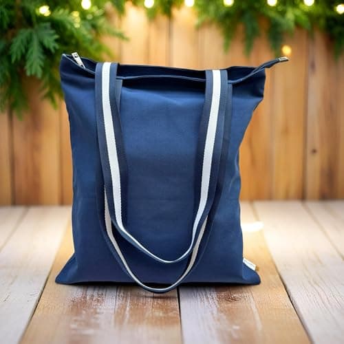 Augbunny 12OZ 100% Cotton Canvas Zipper Closure Lined Reusable Grocery Shopping Bag Beach Bag Daily Casual Multi Purpose Tote — view 2