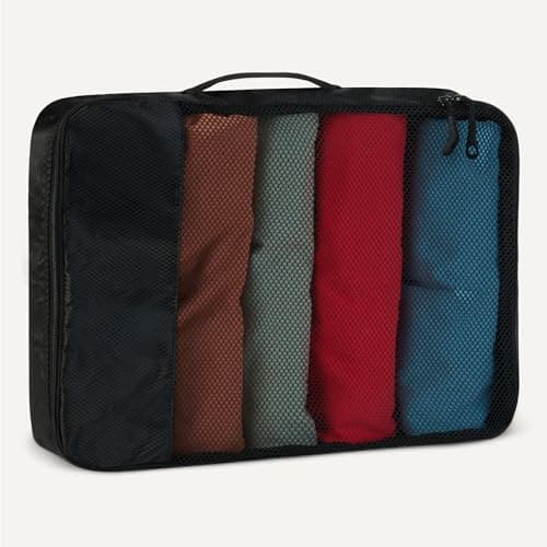 Amazon Essentials 4-Piece Packing Cubes Travel Accessories Set, Luggage Organiser with Double Zip, Mesh Top, 100% Polyester, 2 Medium/2 Large, Black (Previously Amazon Basics) — view 4