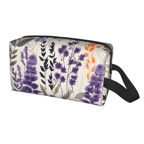 HSYOYO Travel Toiletry Bag for Women Men,Portable Hanging Toiletry Bag,Waterproof Dopp Kit Cosmetic Organizer,Large Capacity Shaving Bag Makeup Bag, Lavender Plant, One Size