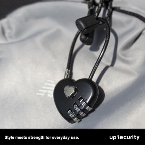 UP Security Premium Combo Lock, Combination Locks for Travel Security, Small Cable Lock for Backpack, Travel Security, Luggage, Suitcase, Bag, Anti-Theft, 3-Digit Password, No Keys (Black+Black) — view 6