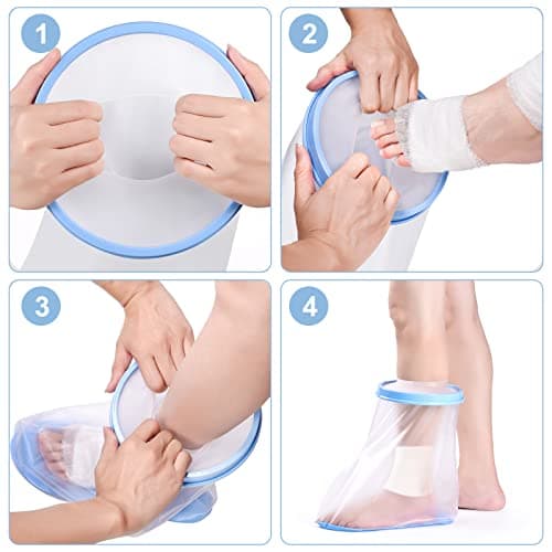 Fasola Foot Cover for Shower, Non-Slip Waterproof Ankle Cast Protector for Toe, Ankle, Reusable Inflatable Cast Bag Keep Foot Dry — view 5
