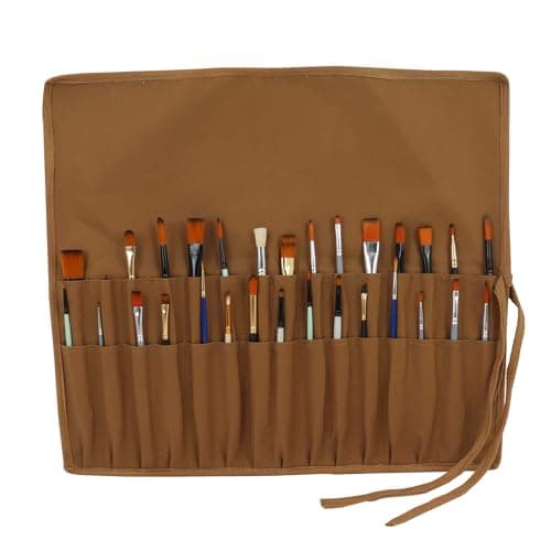 Liquidraw 30 Pocket Roll Up Canvas Paint Brush Holder 53 x 45cm (Brown)