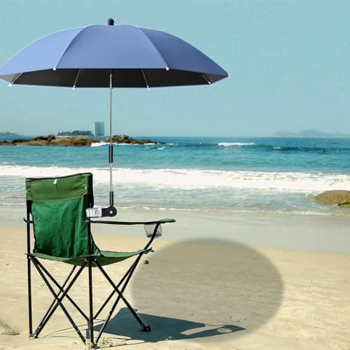 KEEMEN Chair Umbrella with Clamp Portable Clip on Umbrella for Beach Chairs Outdoor Patio Stroller Wheelchairs Golf Carts(Blue) — view 3
