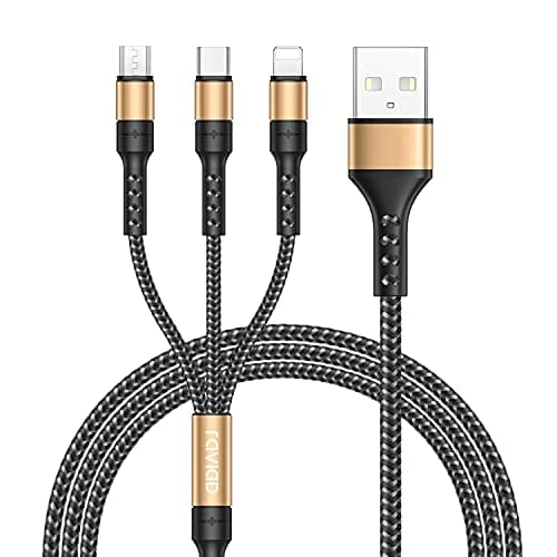 RAVIAD Multi Charger Cable, 3 in 1 Charger Cable [1.2M] Multiple USB Cable