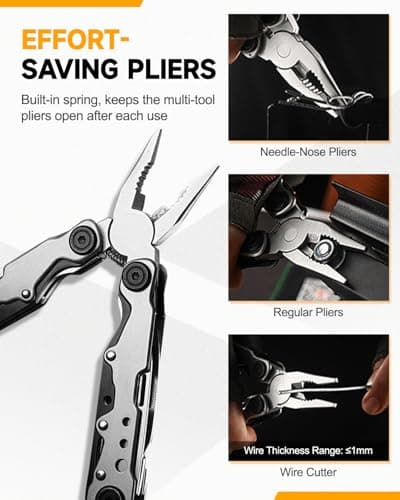 Multi-Tool, 22 in 1 Stainless Steel Pocket Multitools Pliers with, Can Opener and Screwdriver, Folding Multi Tool Portable Multi-Functional Utility Pliers for Camping, Outdoor Activety, Repairing — view 4