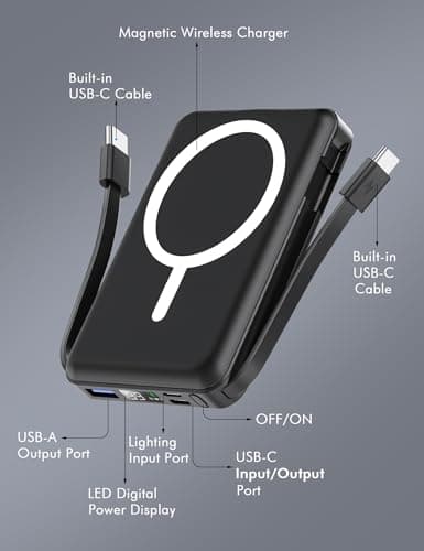 Podoru for Magsafe Power Bank, 10000mAh 20W Magnetic Portable Charger — view 6