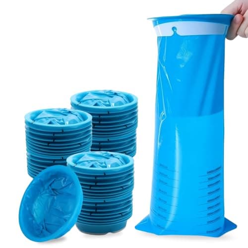 60 Pcs Sick Bags for Car Travel 1000 ml, Portable Vomit Bags Emesis Bag Disposable Blue High Density Emesis Bag for Car Travel Aircraft Motion Morning Sickness Airsick