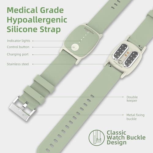 EmeTerm Explore FDA Cleared Mint Green Anti-Nausea Wristband IP67 Waterproof Morning Motion Travel Sickness Vomit Relief Rechargeable Classic Strap Design No Gel Drug Free Without Side Effects — view 6
