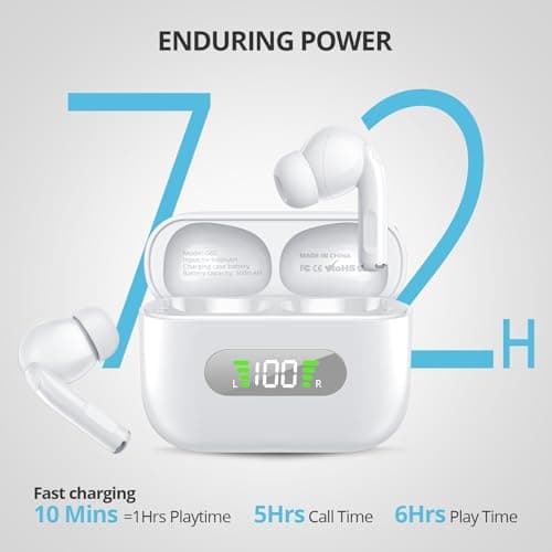 AsiceSound Wireless Earbuds, Immersive HiFi Stereo Bluetooth 5.3 Earphones, Deep Bass, 4 Mic ENC Noise Cancelling, 72h Playtime, IPX7 Resistance Earbuds, for iOS and Android — view 4