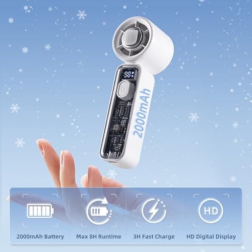 SahCognitual Handheld Fan,Portable Handheld Fan with Ice Cooler,Hand Fan USB Rechargeable,Mini Turbo Hand/Desk Fan,Ultra-Light Pocket Fan for Travel,Summer,Holiday Essentials for Women(White) — view 2