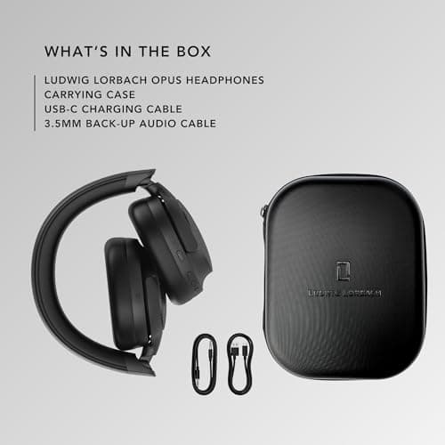 Ludwig Lorbach Opus Hybrid Active Noise Cancelling Headphones, Limited Edition, Over Ear Wireless Bluetooth, 360° Spatial Audio, Mic for Laptop iPhone Android - Liquid Metal Silver — view 6