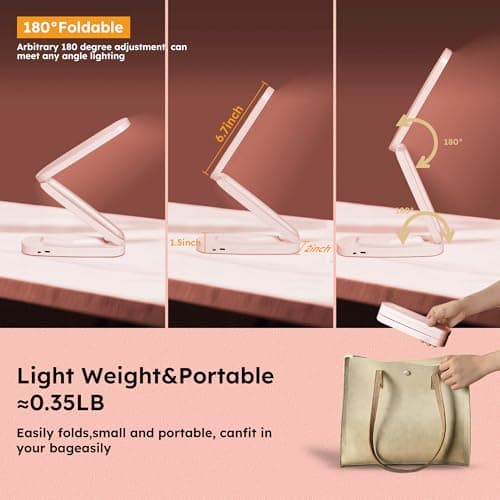 Overcomo Small LED Rechargeable Portable Foldable Cordless Desk Table Lamp — view 5