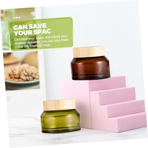 SOLUSTRE 5pcs Refillable Travel Containers 15g Tiny Brown Glass Cream Jars with Pp Lids for Storing Cosmetic Items and Creams, for Travel and New Year Use Random Color — view 3