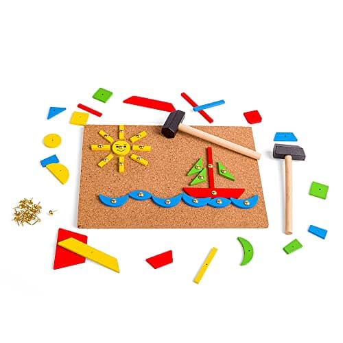 Bigjigs Toys Pin-a-Shape Set, 229-Piece Tap Art Kit with Cork Board — view 4