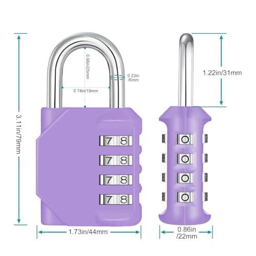 ZHEGE Padlocks with Code, Combination Padlock for Gym Locker (Purple) — view 4