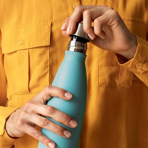 Mont-Clair Stainless Steel Water Bottle, Vacuum Insulated - BPA Free, 12h Hot & 24h Cold Drinks, Metal Water Bottle 500ml Leakproof, Ideal for Adult, Kids, Running - Light Blue — view 5