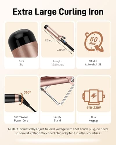 45mm Extra Large Curling Tong Long Barrel,110-210°C,Soft Big Curls — view 6