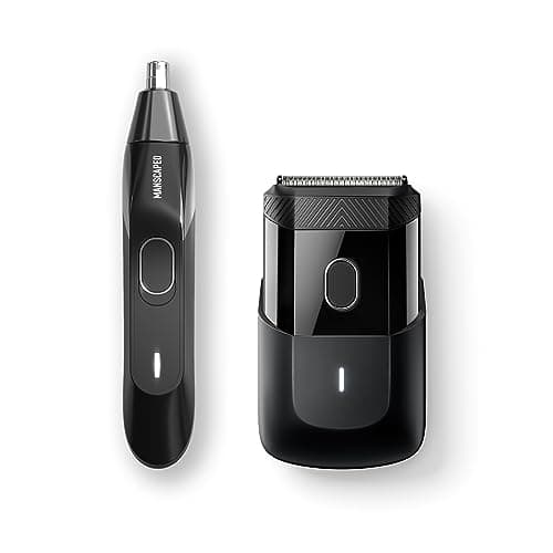 MANSCAPED® The Handyman™ Travel Duo Includes The Weed Whacker® 2.0 Nose & Ear Trimmer and Portable Men’s Compact Facial Hair Shaver with Long-Hair Leveler & Foil Blades