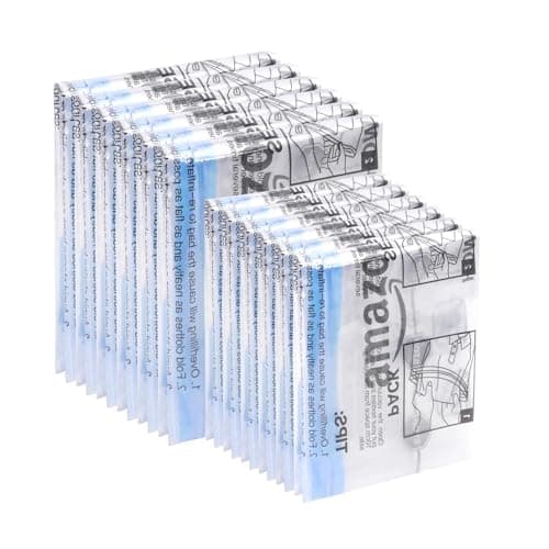 Amazon Basics Roll-Up Travel Storage Bags, Zipper, 12 count, 2 Pack of 6 (Small, Medium), Transparent