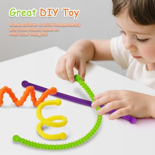 OSDUE Silicone Fidget Toys Sensory Stick, 6 Pack Textured Calming Sensory Toys or Autism Kids, Anxiety Relief for Activities Essential, Airplane Travel Toy for Kids Adults — view 5