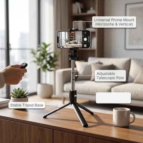 Erchineko Phone Tripod, 36.6-Inch Telescopic Aluminum, 360° Rotation — view 6