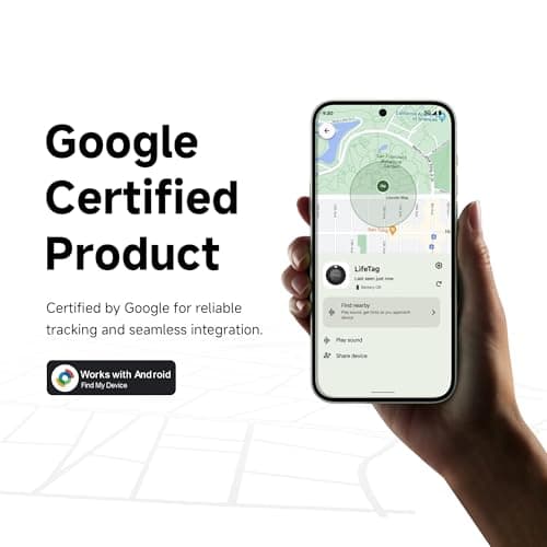 LifeTag Bluetooth Tracker for Android, Google Certified Item Finder, Smart Tracking Tag for Google Find Hub, Finder for Keys, Luggage, Suitcase, Backpack, Purse, Black 1 Pack — view 3