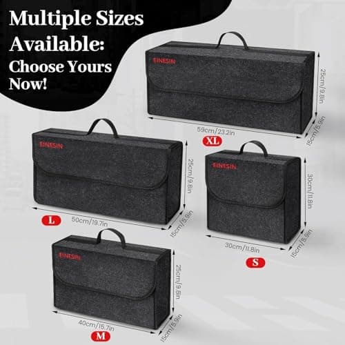 Einesin Car Boot Organiser Bag Anti Slip Foldable, Car Boot Tidy for Tools Breakdown Emergency Travel Tidy Van Caravan - Dark Grey Carpet Material - Suitable for All Vehicles (40x17x25cm-2PCS) — view 3