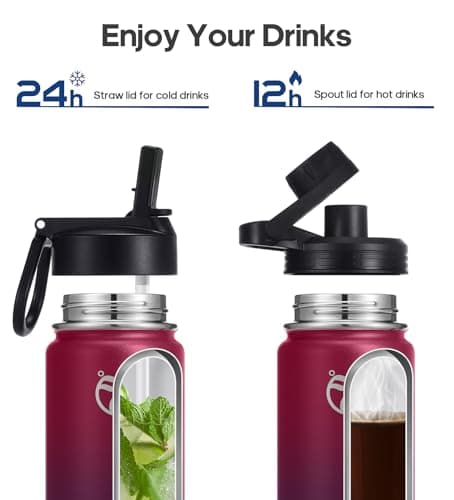 HydroPal Vacuum Insulated 750ml Stainless Steel Water Bottle with Dual Lids — view 3