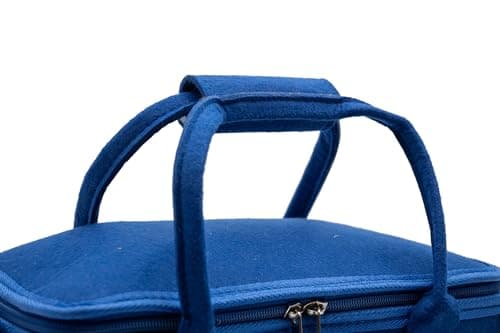 Carrying Case for Toniebox Starter Kit with Velcro Dividers, Dual Mesh Side Pockets and Mesh Zipper Pocket in Lid. (Royal Blue with Shoulder Strap) — view 3