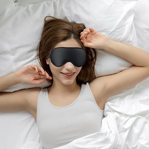 SUSNUAN Eye Mask for Sleeping, 3D Contoured Sleep Mask for Women and Men, Soft and Comfortable Night Eye Blinder, Light Blocking Sleep Masks for Travel, Lunch Breaks, Sleeping (Black) — view 4
