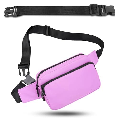 IHIGOGOFA Bumbags Waist Fanny Pack Fashion Bum Bag with 30cm Extended Belt for Dog Walking Climbing Hiking Travel Cycling Girls Ladies Men Women (Light Purple)