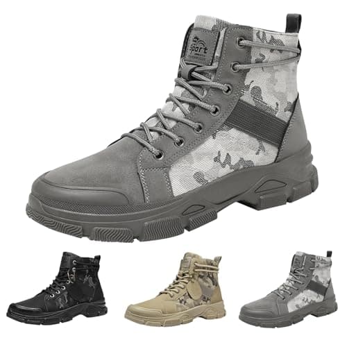 Mens Waterproof Tactical Military Boots - High-Top Hiking Shoes for Outdoor Trekking - Non-Slip Wear Resistant Combat Work Shoes, Camouflage Security Hunting Boots — view 5