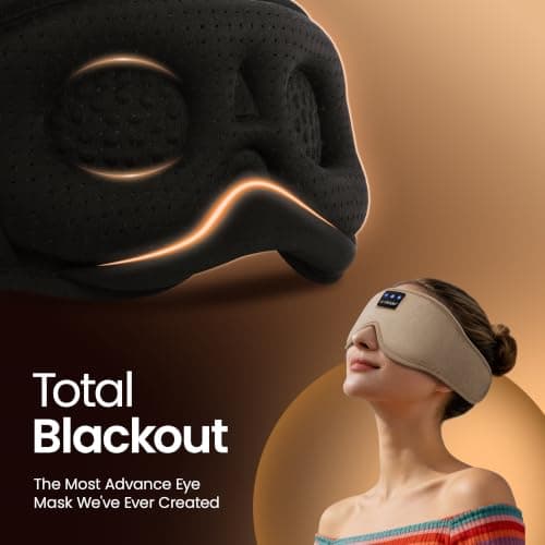 LC-dolida Bluetooth Sleep Mask Headphones, 3D Eye Mask with Headphones Bluetooth V5.4 Can Play 15Hrs Breathable Eye mask with Bluetooth Earphones for Travel,Nap Sleeping,Shift Work — view 2