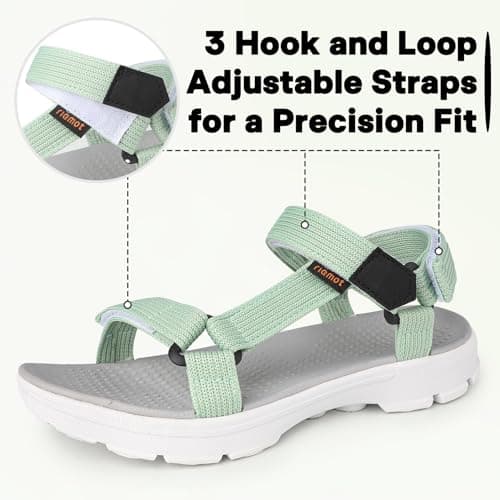 riemot Women's Sports and Outdoor Sandals, Comfortable Summer Sandal with Adjustable Straps, Open-Toe Slip-On Flats, Lightweight Casual Beach Shoes for Walking, Hiking, Trekking, Green, UK 6 — view 4