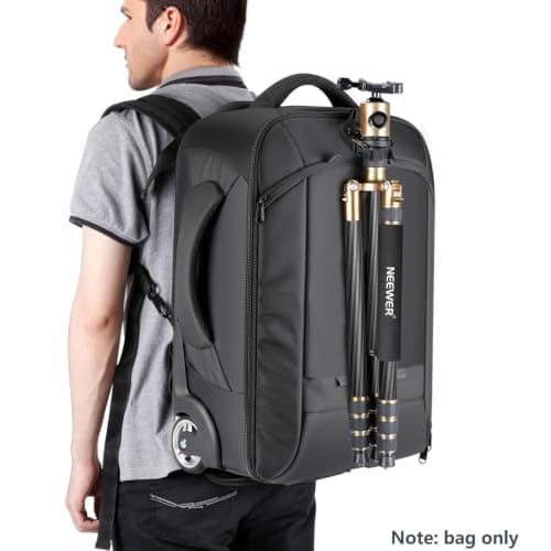 Neewer 2-in-1 Sliding Camera Backpack Suitcase Style Convertible with Double Handle, Shockproof with Removable Padded Compartments for SLR/DSLR Cameras Tripod Lenses (Black/Red) — view 5