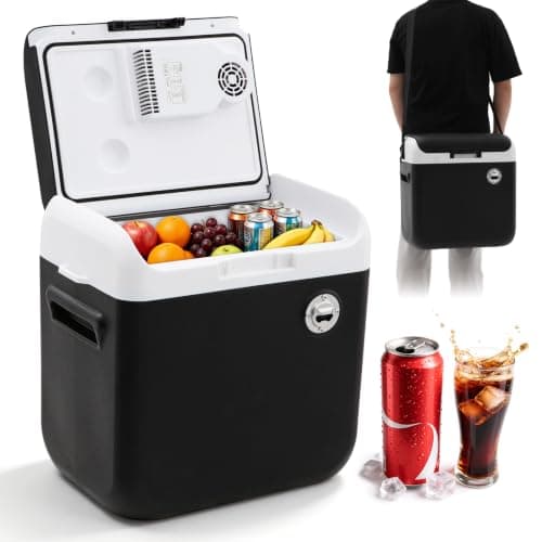 LIKEEM 25L Car Fridge, Portable Compressor Cooler, Cooling & Warming, 12V/220V Dual Power, Wheels & Pull Handle, ECO/MAX Modes, Ideal for Camping, Travel, Caravan & Boat