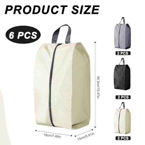 Shoe Bags for Travel, 6PCS Portable Nylon Shoe Bag with Handle — view 2