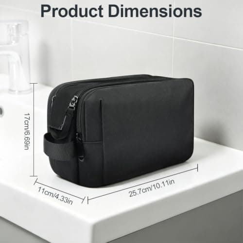 HOTUT Toiletry Bag for Men Large Travel Wash Bag, Water-Resistant, Black — view 2