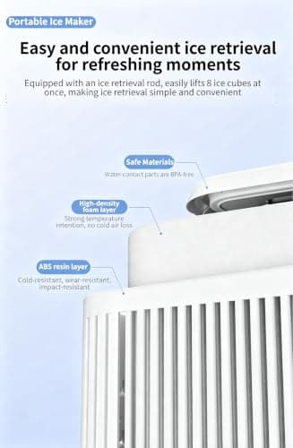 Posheliox Portable Car Ice Maker 12V Compact Ice Machine for Road Trip Outdoor Use with Quick Freeze Function and ABS Build White(White 12) — view 4