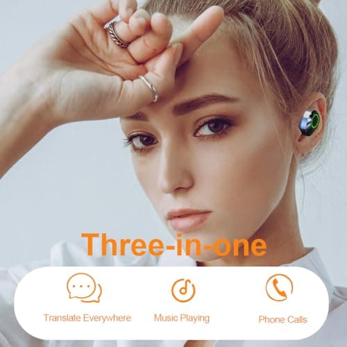 HYGMOCC AI Language Translator Earbuds, Supports 144 Languages,Online Translation Real Time,Earphone 3-in-1 Accents，Earbuds Perfect for Travel Business and Learning Voice Language Translator（Black） — view 4