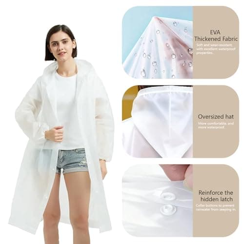 HONRIGO Rain Poncho Raincoats for Adults, 2 Pack Reusable EVA Waterproof Rain Coats with Hoods and Elastic Cuffs for Outdoor Activities, Women & Men — view 2
