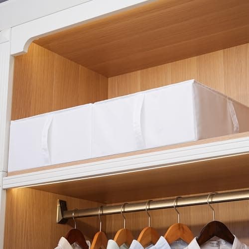 TYEERS Under Bed Storage Box with Lid, Durable Fabric, Washable, Collapsible, Under Bed Storage for Clothes, Blankets, Sheets, Shoes, 70x42x18 cm, 2-Pack, White — view 5