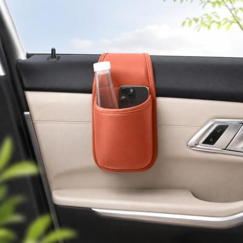 Multi-Pocket Car Door Organizer Leather Side Pocket Storage Bag Cup Holder — view 3