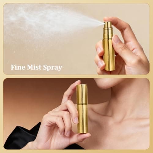 AUYAO 5ml Perfume Atomiser Perfume Travel Bottle Mini Perfume Atomiser Bottle Refillable Bottles Portable Mini Spray Travel Bottle Portable Perfume Dispenser for Purse Handbag Pocket Luggage(Gold) — view 5
